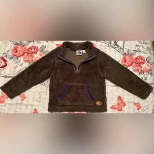 Outdoor Kid’s Sz XS(4/5) Green w Navy Trim Fleece Quarter Zip Pullover Jacket